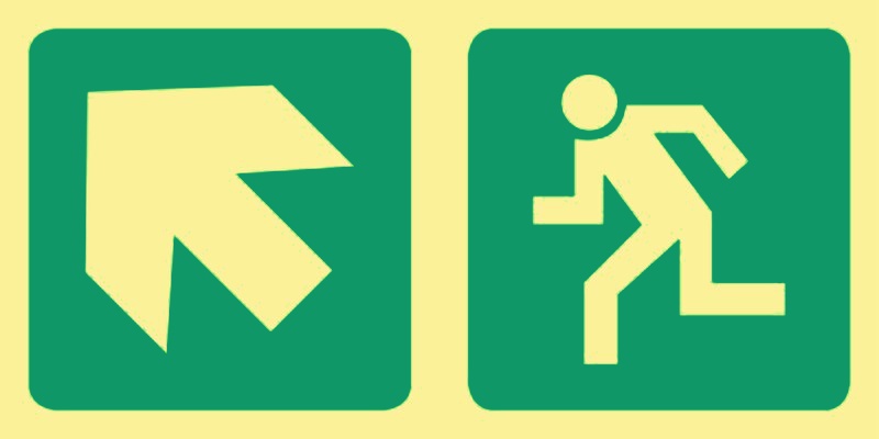 E12 - Running man with arrow (up-left)