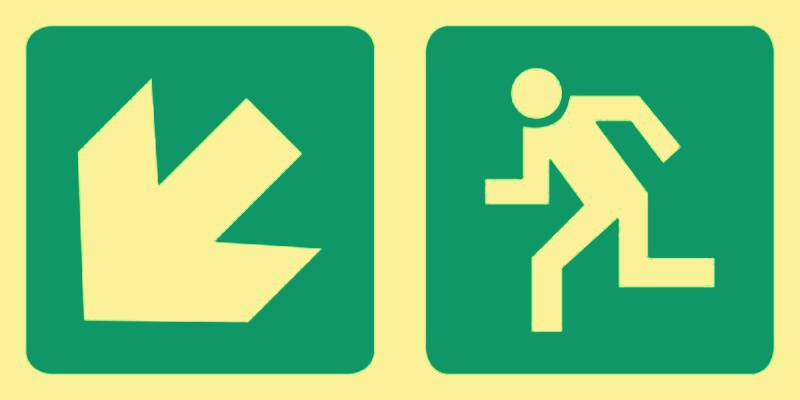 E14 - Running man with arrow (down-left)