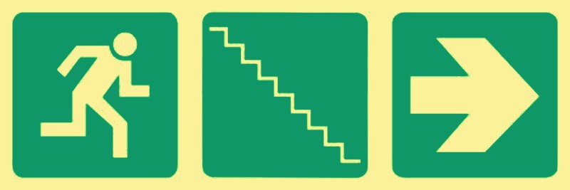 E16 - Stairs down with arrow (right)
