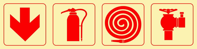 F1 - Arrow down + extinguisher + hose reel + bell