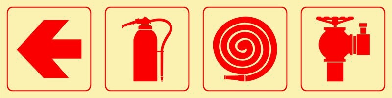 F2 - Arrow left + extinguisher + hose reel + bell