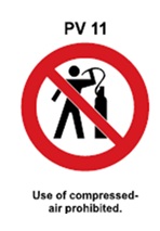 PV11 - Use of compressed air prohibited